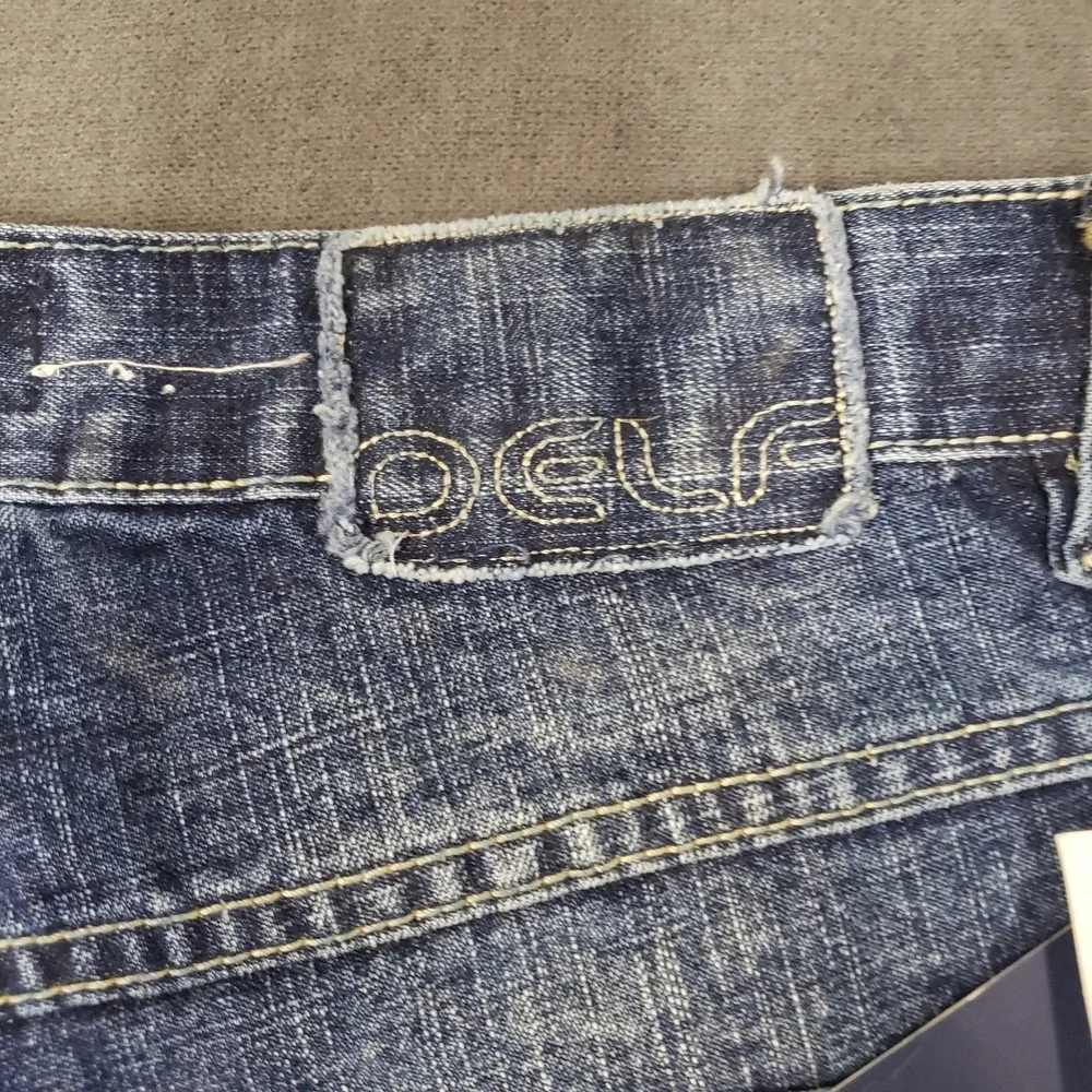Delf Jeans Mens 36x30 Dark Blue Wide Leg Baggy Y2K Streetwear Denim 6208